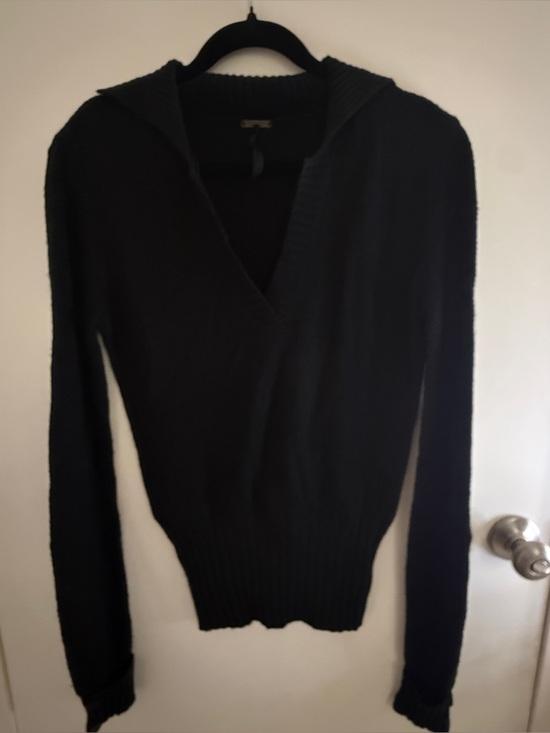 Fornarina Sweaters - Black Women's V-Neck Hooded Sweater Fornarina